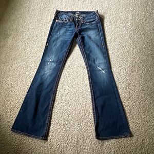 True Religion, low rise, flare jeans, size 28